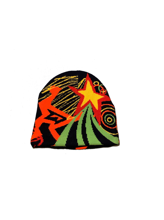 graphic beanie - black