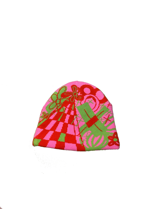 graphic beanie - pink